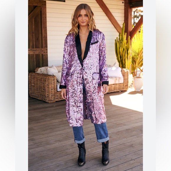 NWT Free People Purple Ella Sequin Duster - Picture 2 of 10